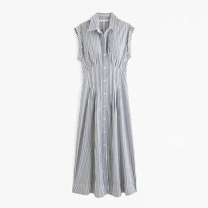 Abercrombie & Fitch Black and White Striped Midi Dress
